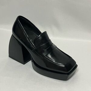 Jeffrey Campbell Glossy Black Chunky Loafers